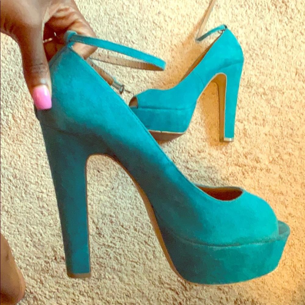 Peep toe ankle strap heels